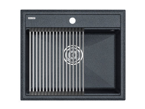 Кухонная мойка + коландер Paulmark PM115951-DG+R375-BS 59х51 цвет графит